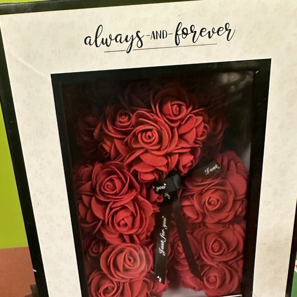 - Red Rose Flower Bear Boxed Forever Gift - Picture 3 of 3